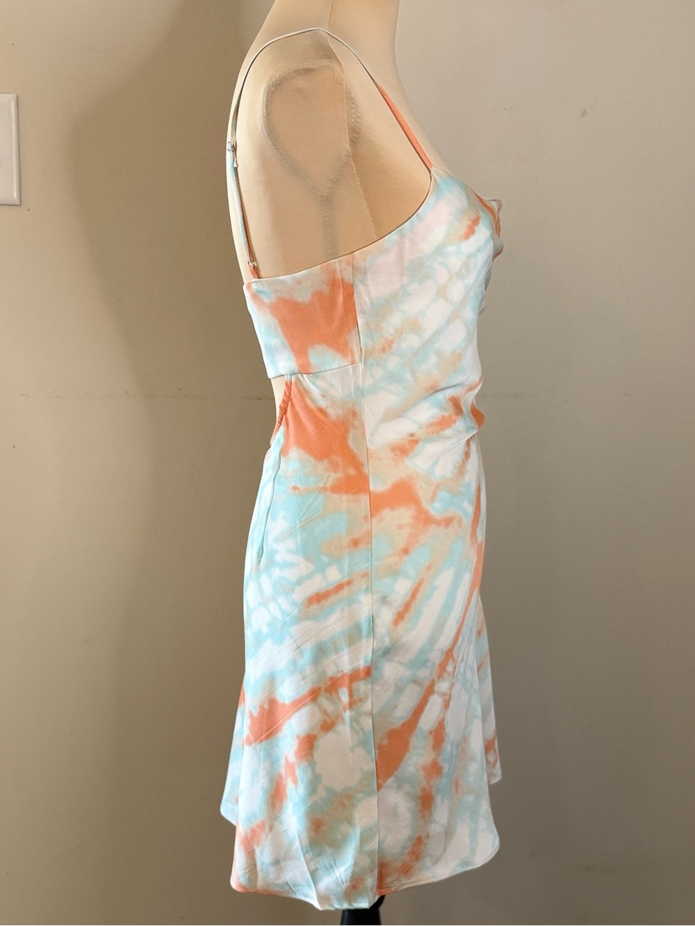 Cotton Candy LA tie dye mini dress back cutout teal orange white SM - Picture 2 of 15
